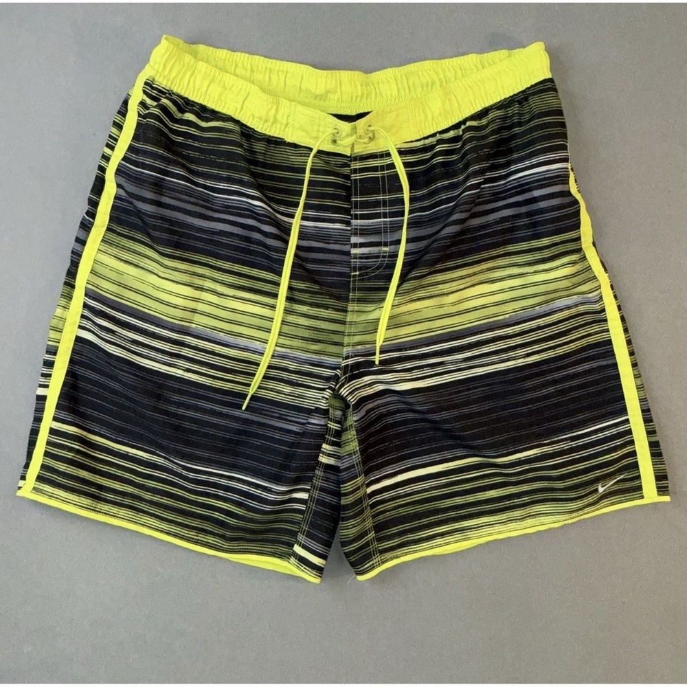 Men's Nike Drawstring Swim Trunk Shorts Neon/Black Size XL
